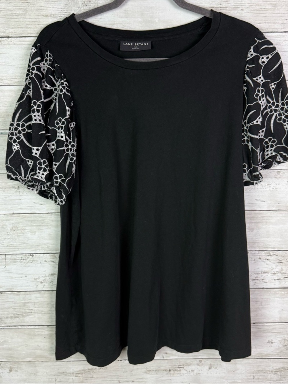 Lane Bryant Eyelet-Sleeve Crew-Neck Top Size 14/16